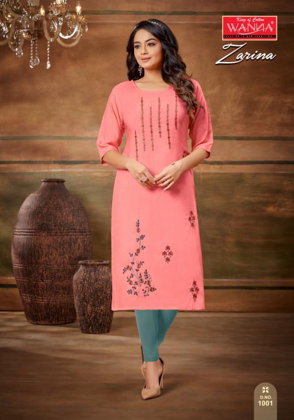 Wanna Zarina 7 Fancy Wear Rayon Embroidery Kurti Collection